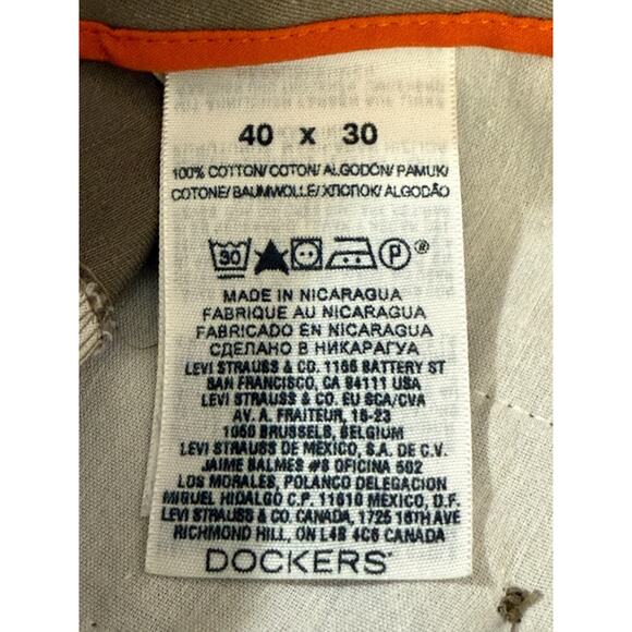 Dockers D3 Signature Khaki Mens 40x30 Classic Straight Leg Brown Pant Flat Front - Picture 6 of 7